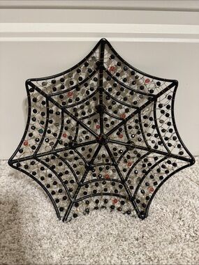 Black Beaded Spiderweb Decorative Accent